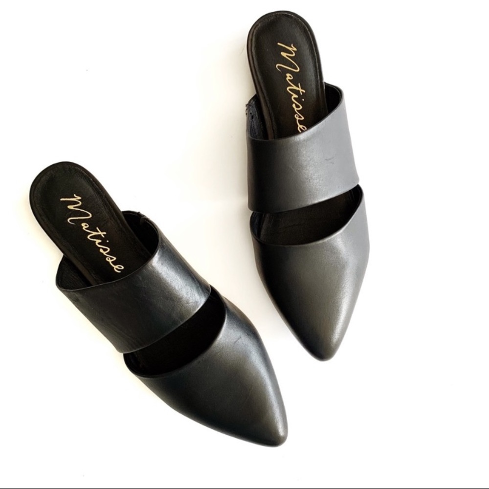 Matisse | Leather Black Berlin Pointed Toe Flats